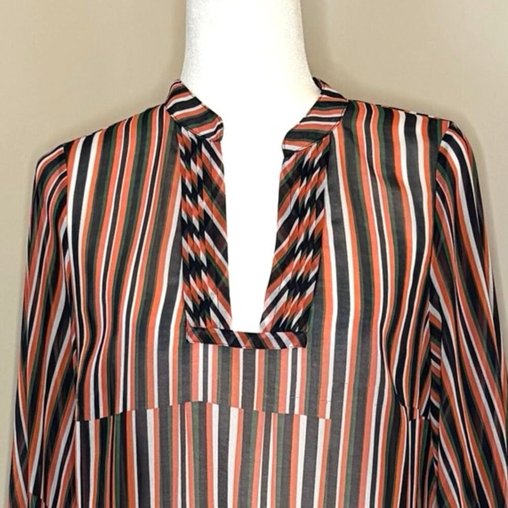 CAbi Women’s S Striped Chiffon Balloon Sleeve Blouse - Picture 3 of 15